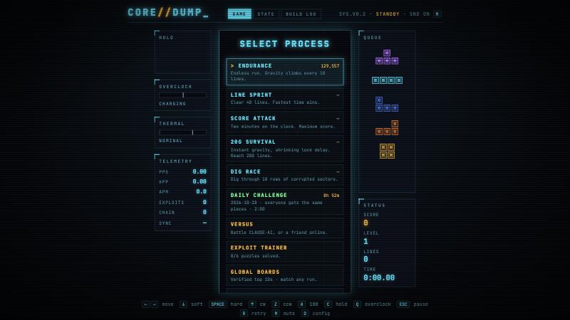 Main menu with Daily Challenge, Versus and Trainer